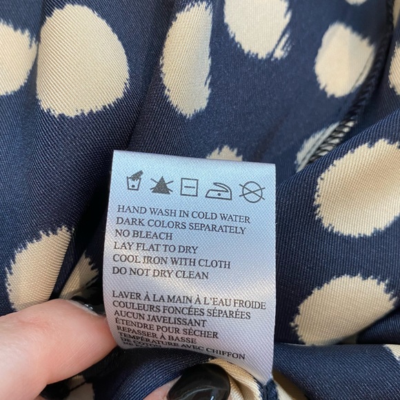 ABS Dotted Dress, Boatneck, Mini, Navy/Tan, Elastic Cuffs, Women's (US S) - Picture 7 of 7